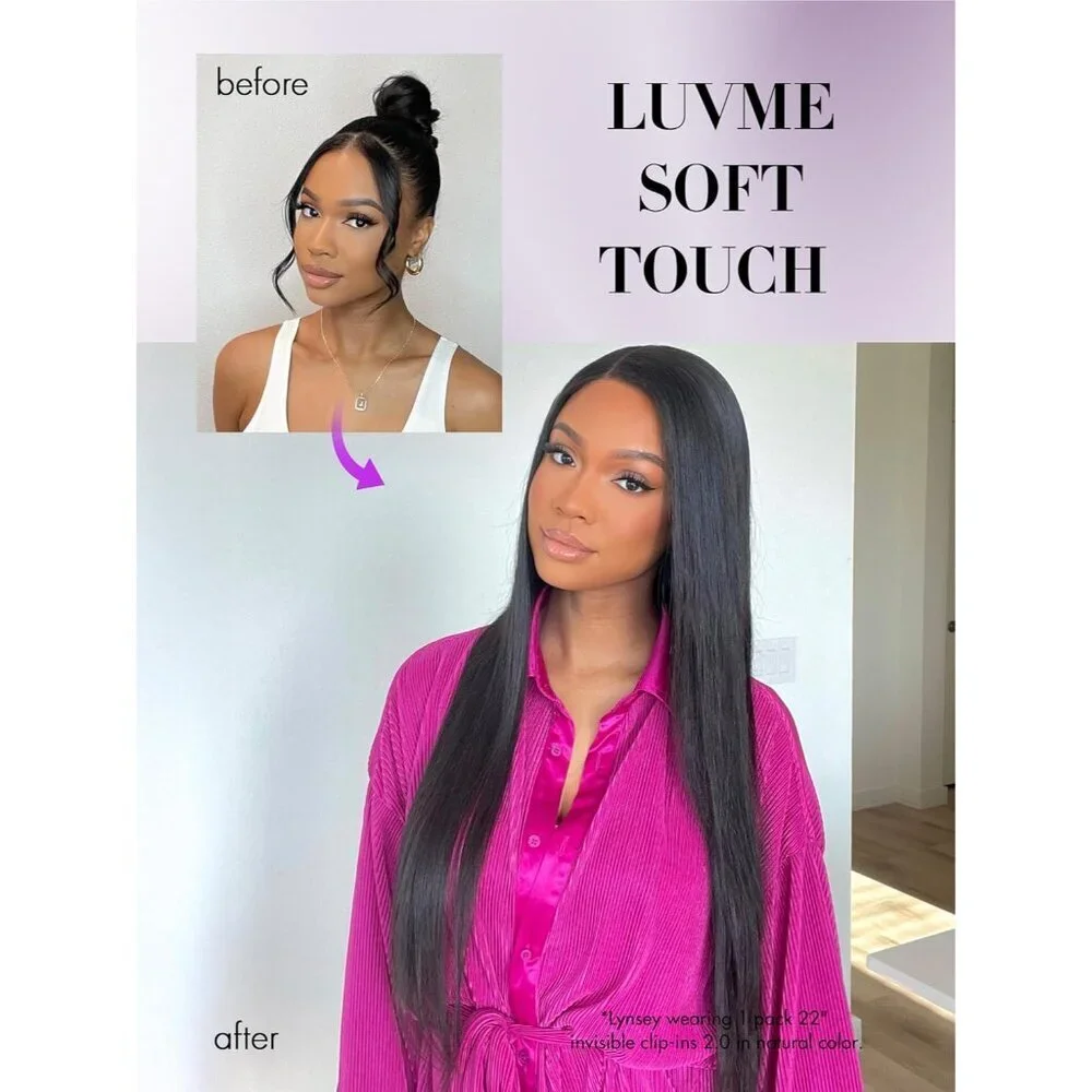 Hair Extensions Silky Straight Human Remy Clip Ins 24 Inch Natural Black